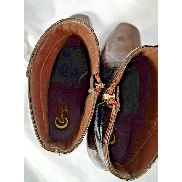 EST. 1946  Brown Faux Patent Leather Textured Square Toe Kitten Heels  Size 7M - Picture 9 of 11